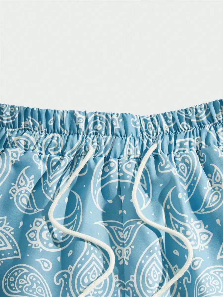 Star Paisley Drawstring Waist Shorts