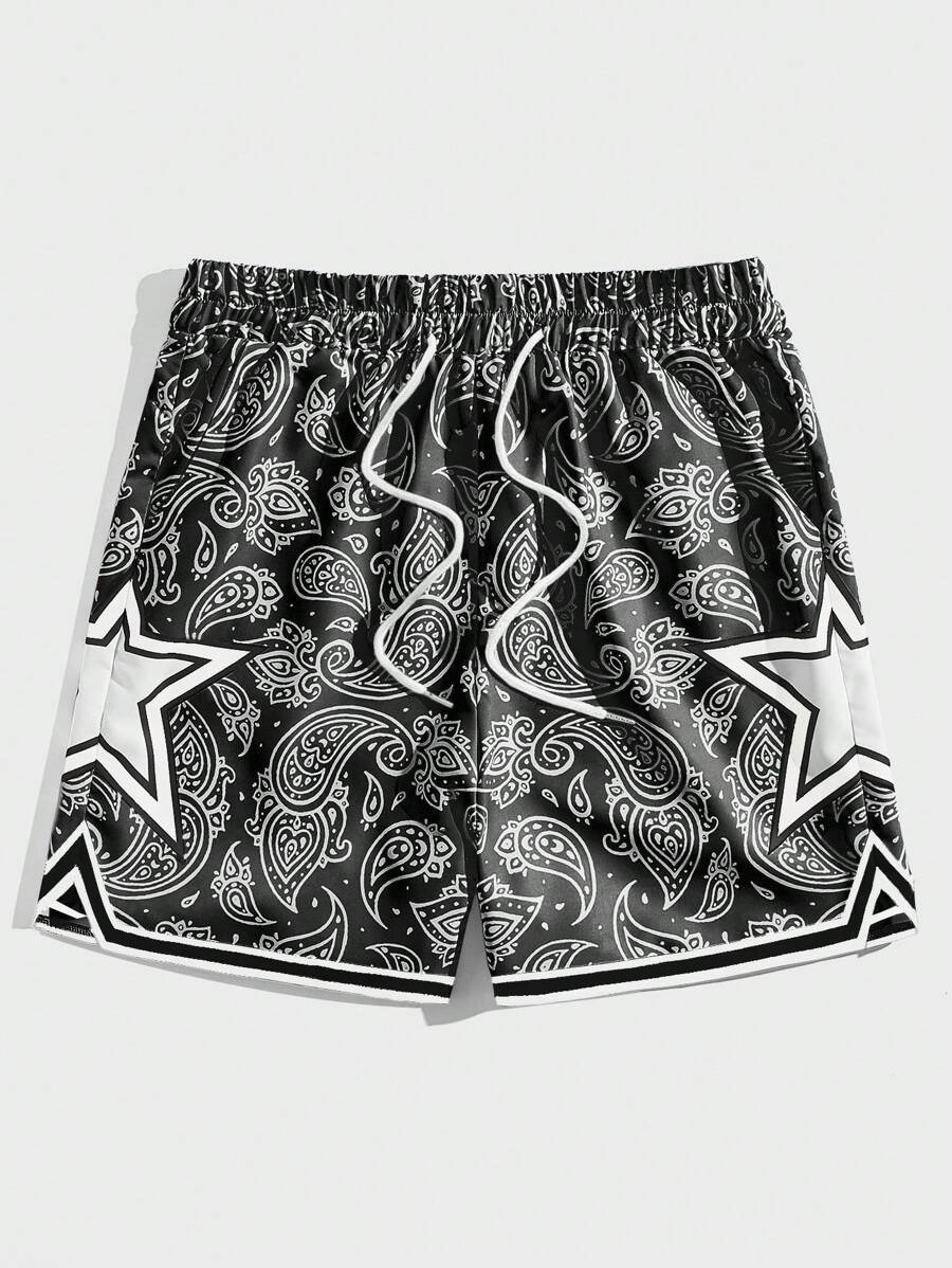 Star Paisley Drawstring Waist Shorts