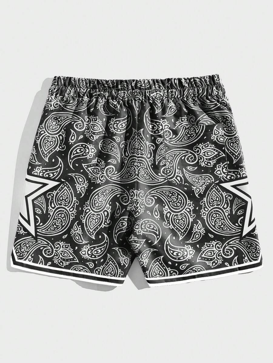 Star Paisley Drawstring Waist Shorts