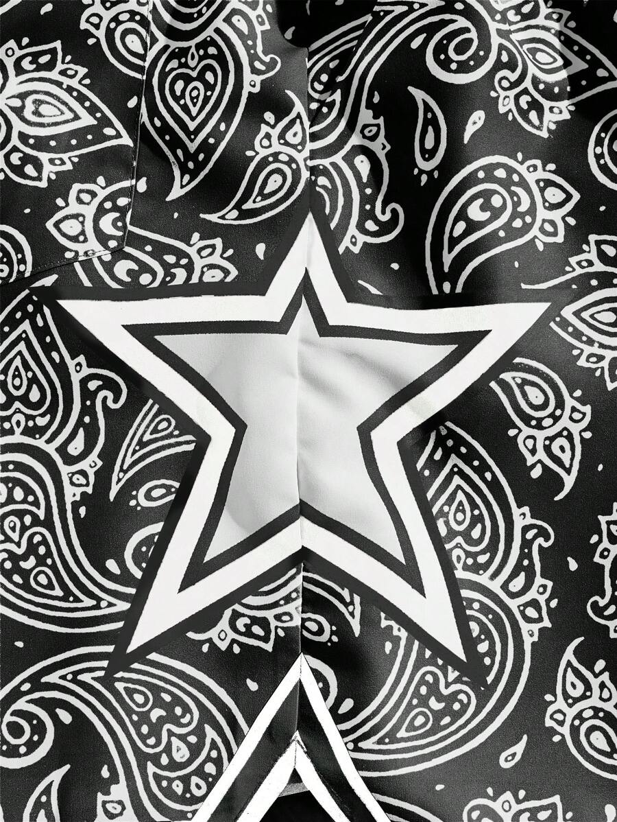 Star Paisley Drawstring Waist Shorts