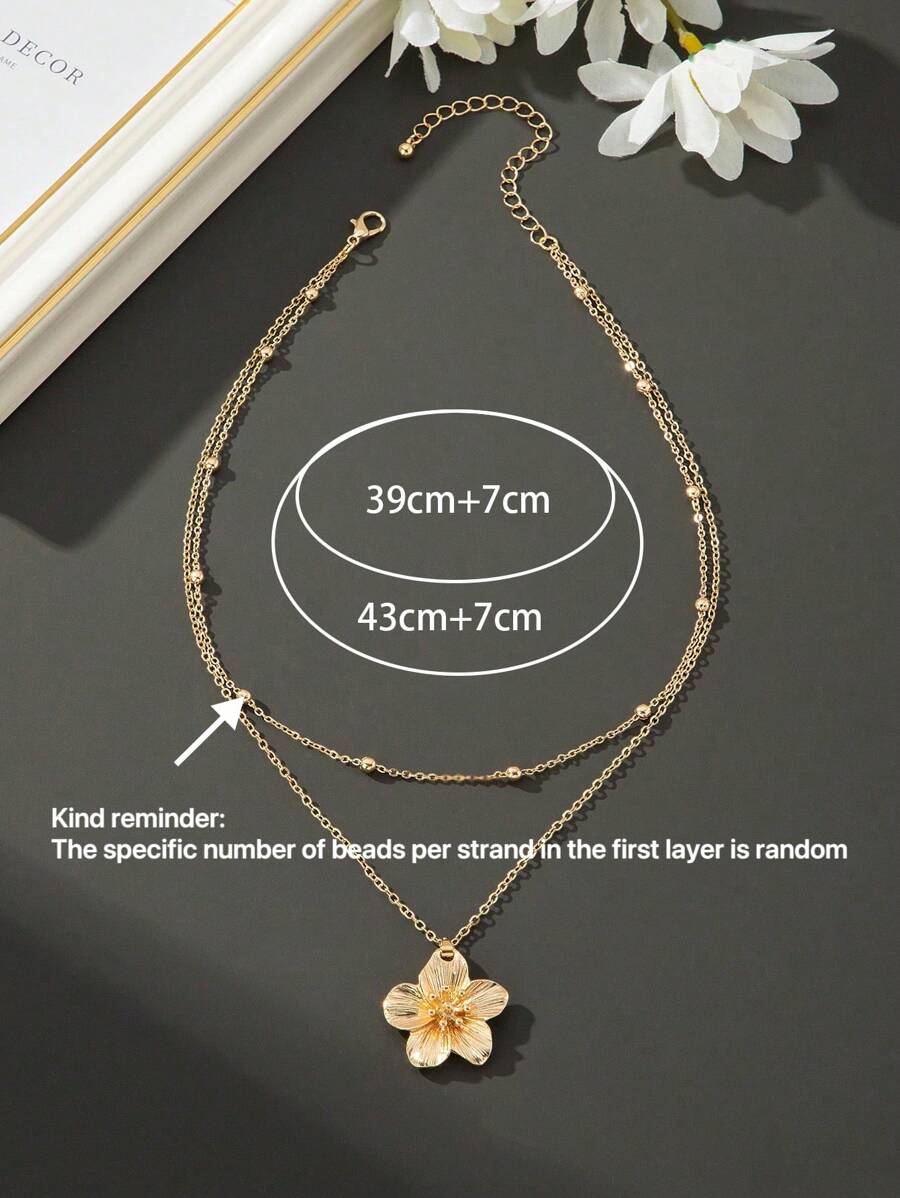 5-Leaf 2pc Flower Pendant Necklace