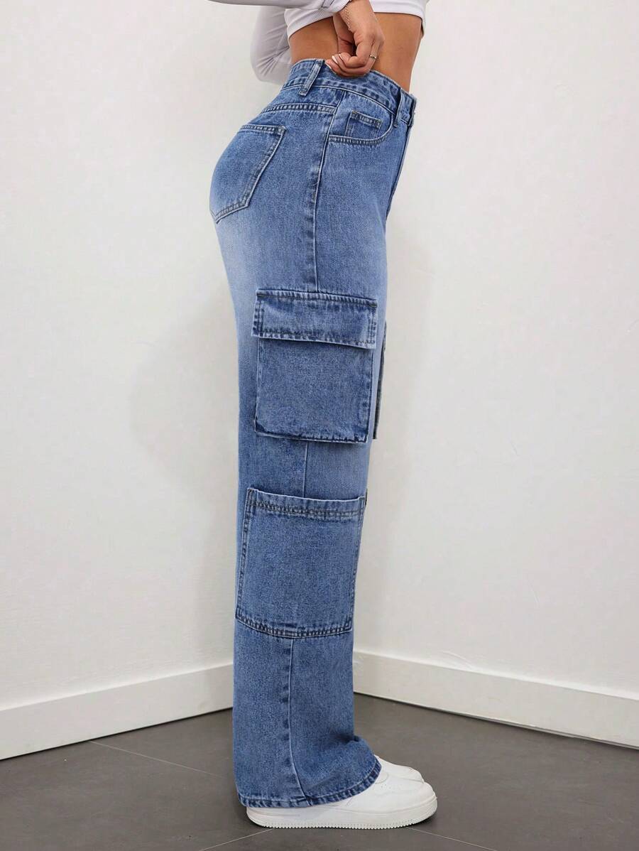 Ladies' Multi Pocket Straight Leg Denim