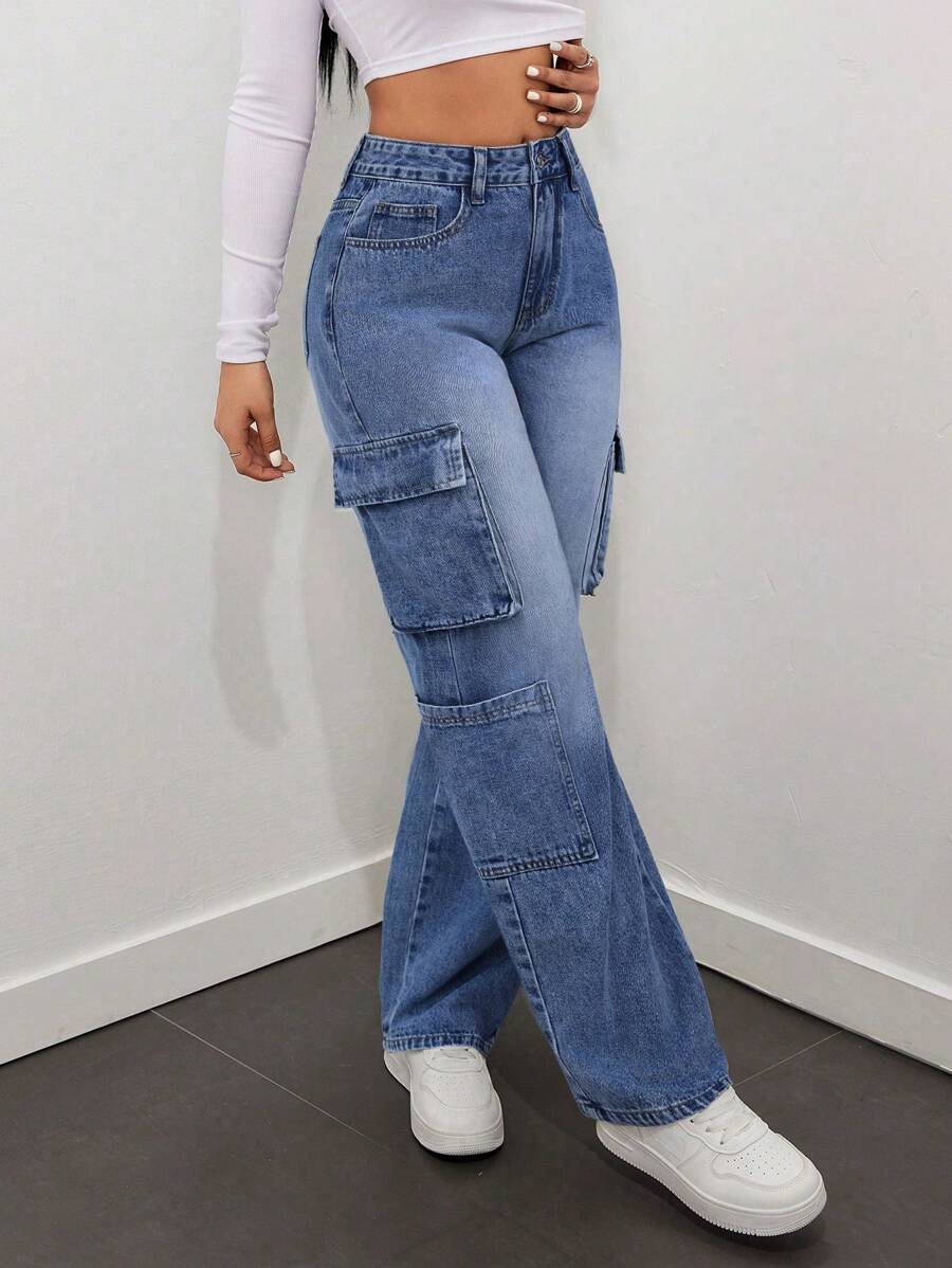 Ladies' Multi Pocket Straight Leg Denim