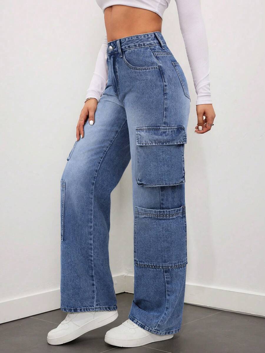 Ladies' Multi Pocket Straight Leg Denim