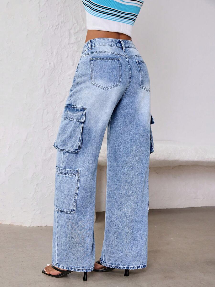 Ladies' Multi Pocket Straight Leg Denim
