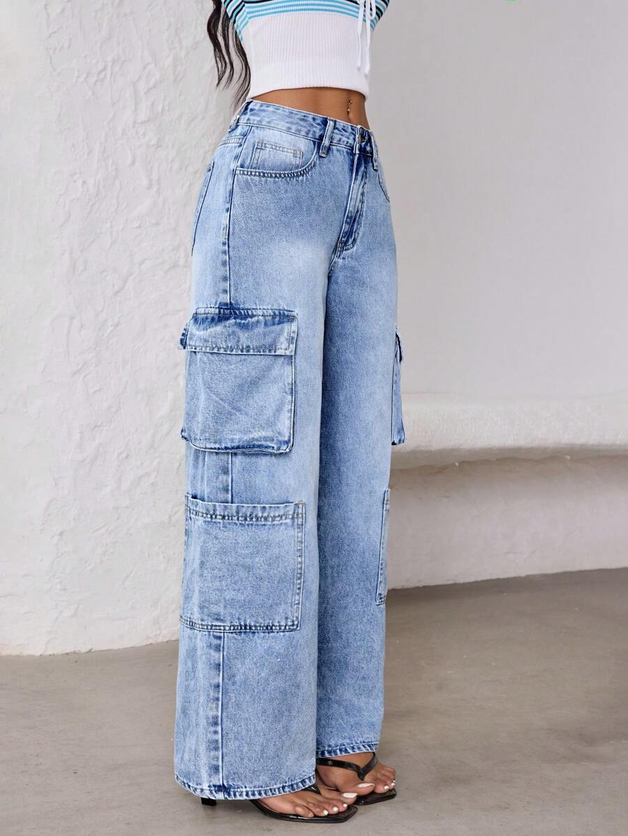 Ladies' Multi Pocket Straight Leg Denim