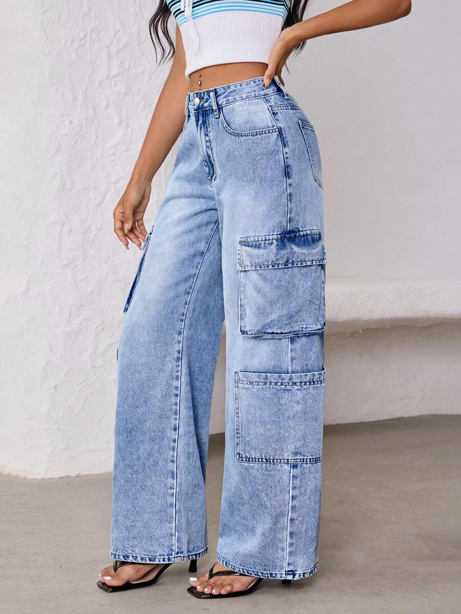 Ladies' Multi Pocket Straight Leg Denim