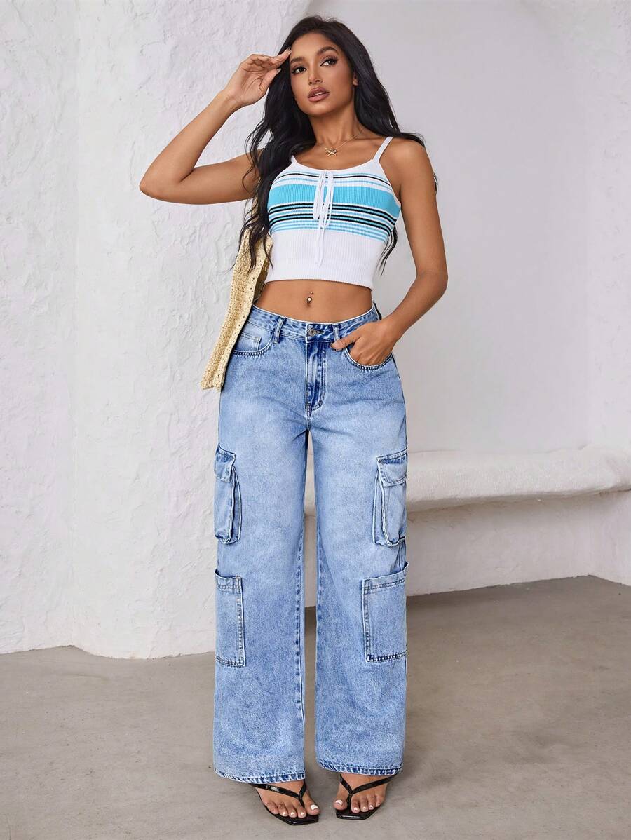 Ladies' Multi Pocket Straight Leg Denim