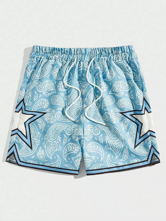 Star Paisley Drawstring Waist Shorts