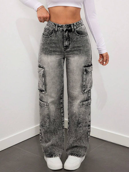 Ladies' Multi Pocket Straight Leg Denim