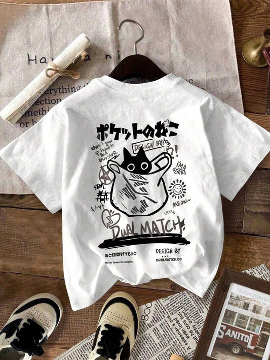 Cartoon Print Khaki T-Shirt