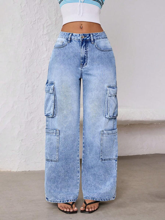 Ladies' Multi Pocket Straight Leg Denim